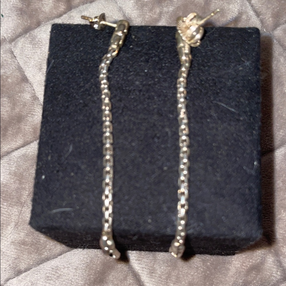Versatile Solid Silver Chain Earrings - image 1